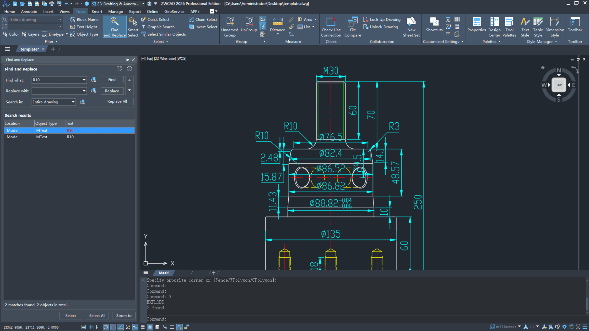 Vyhledávání v ZWCAD 2026