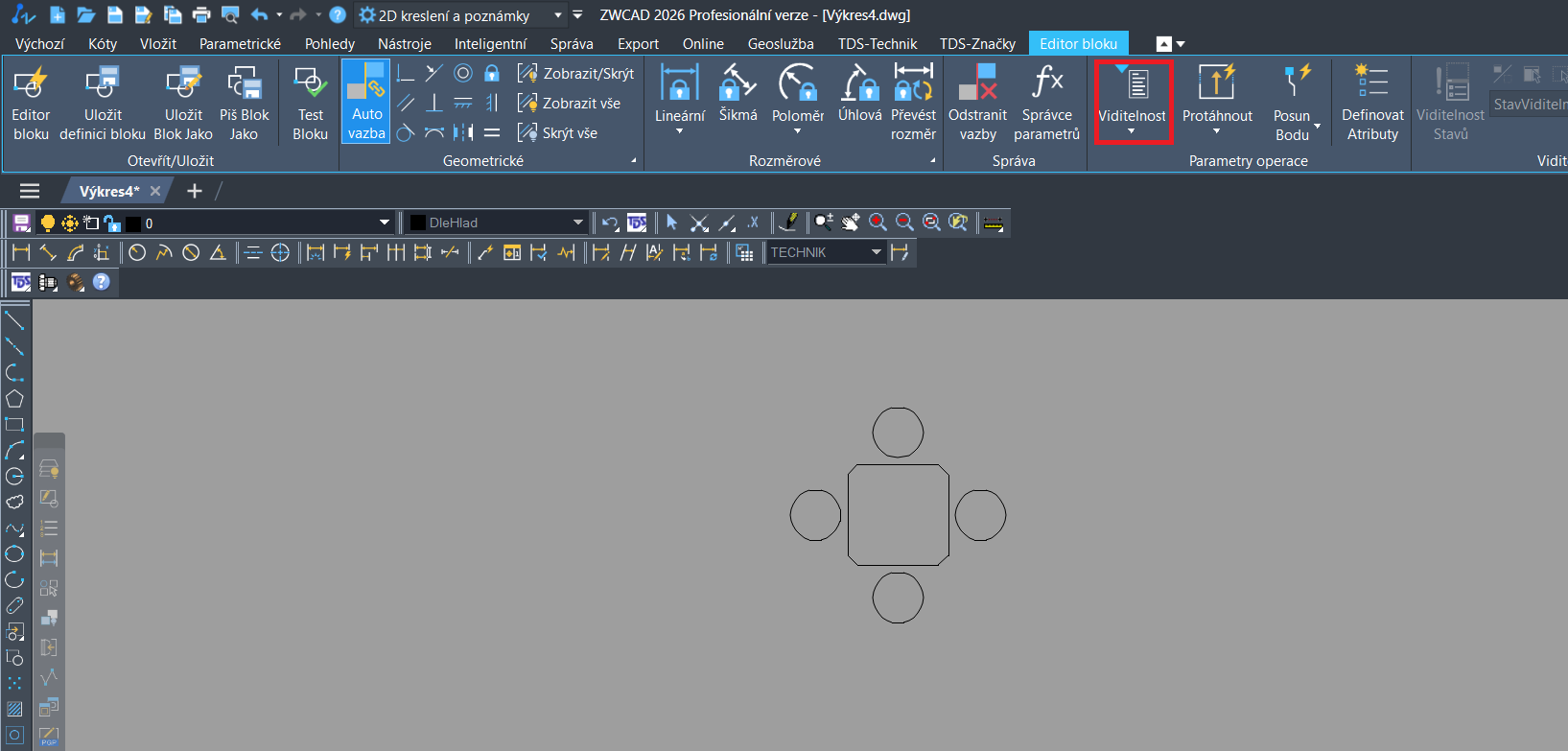Dynamické bloky - viditelnost, krok 1