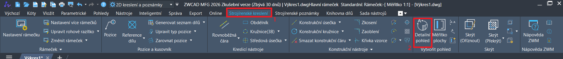 Detailní pohled v ZWCAD MFG - ikonka