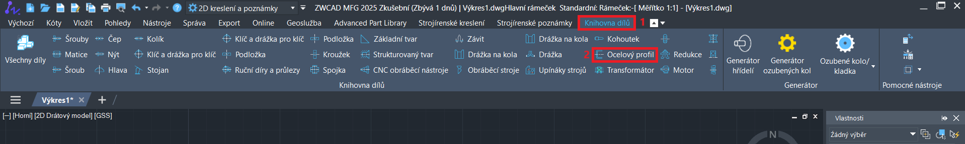 Statická analýza v ZWCAD MFG - krok 1