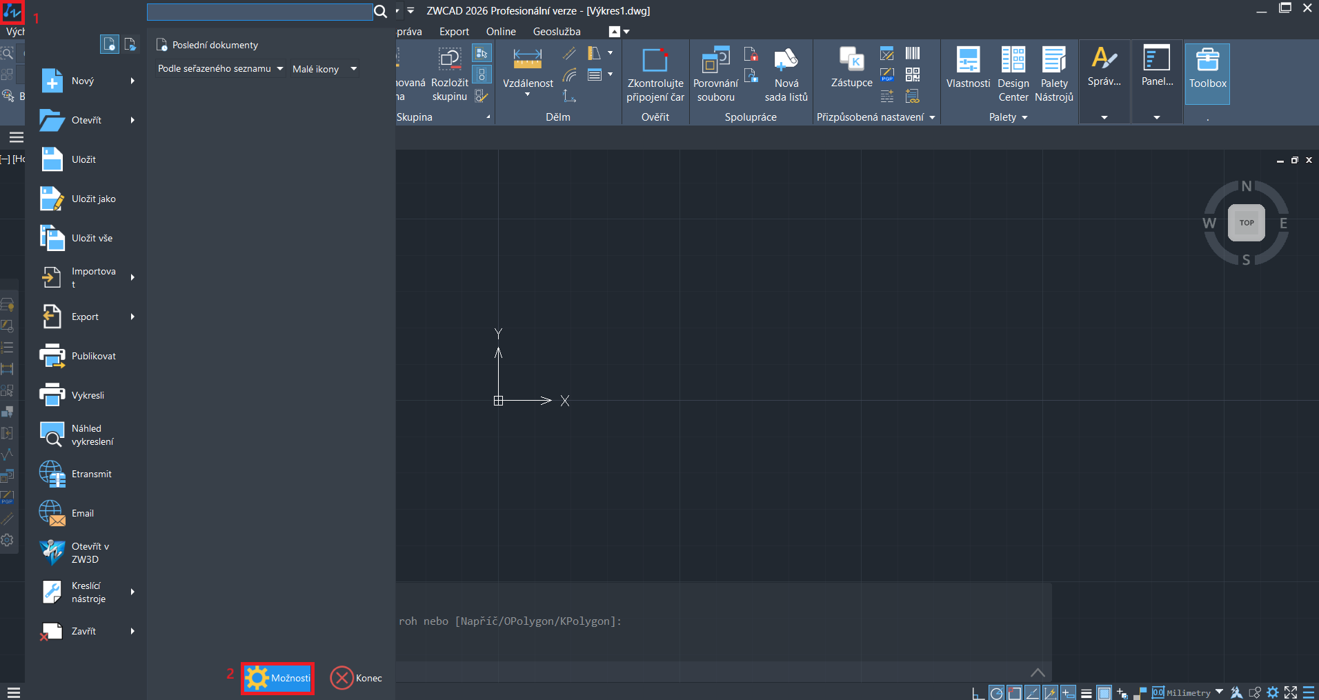 Nastavení velikosti terčíku