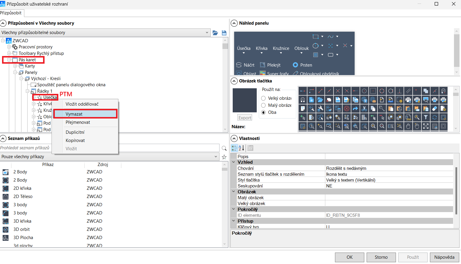 Nastavení Ribbon menu ZWCAD - 2