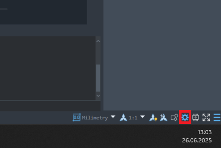 Přepnutí Ribbon vs Klasik v ZWCADu - stavový řádek
