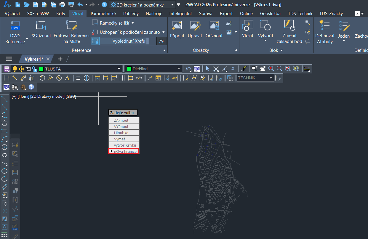 Ořez externí reference - krok 2