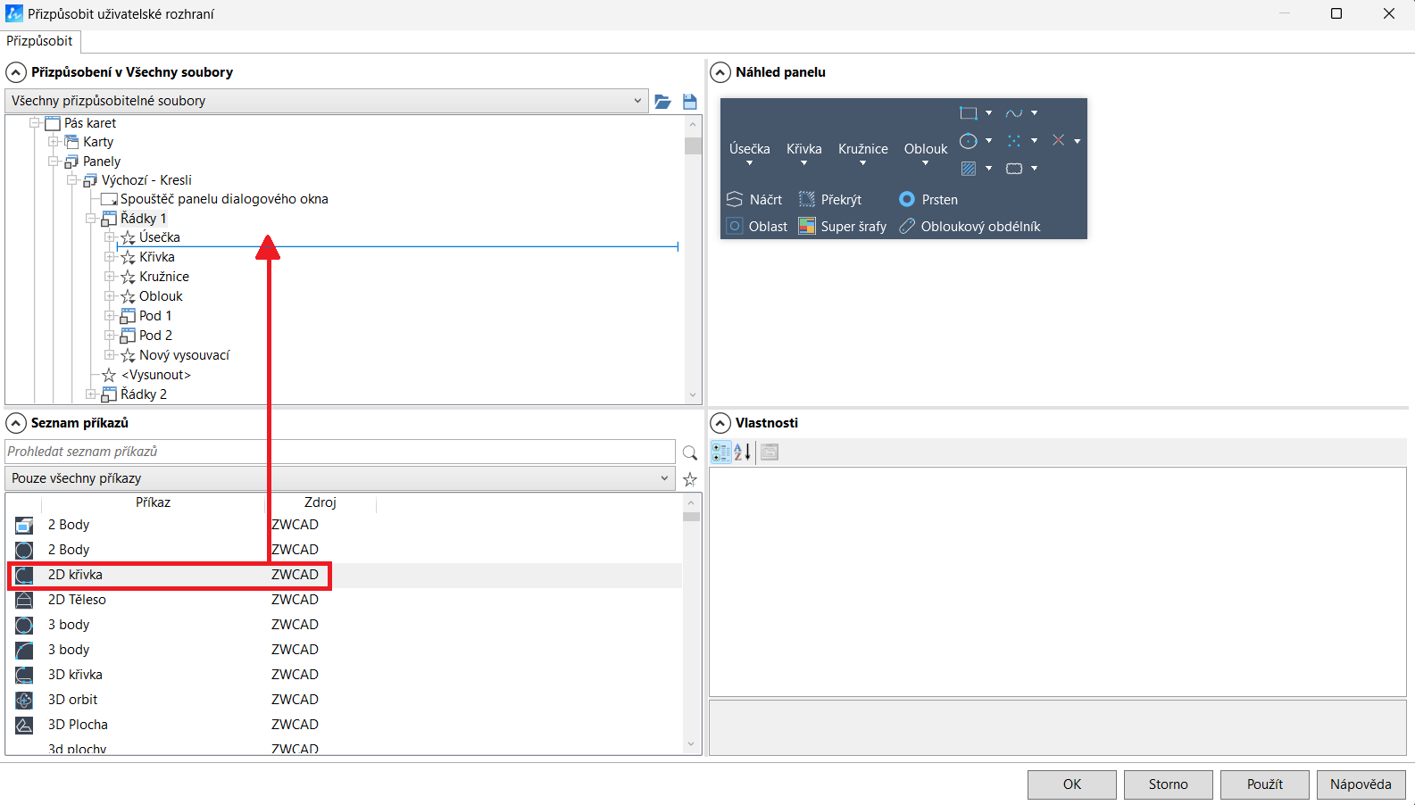 Nastavení Ribbon menu ZWCAD - 3