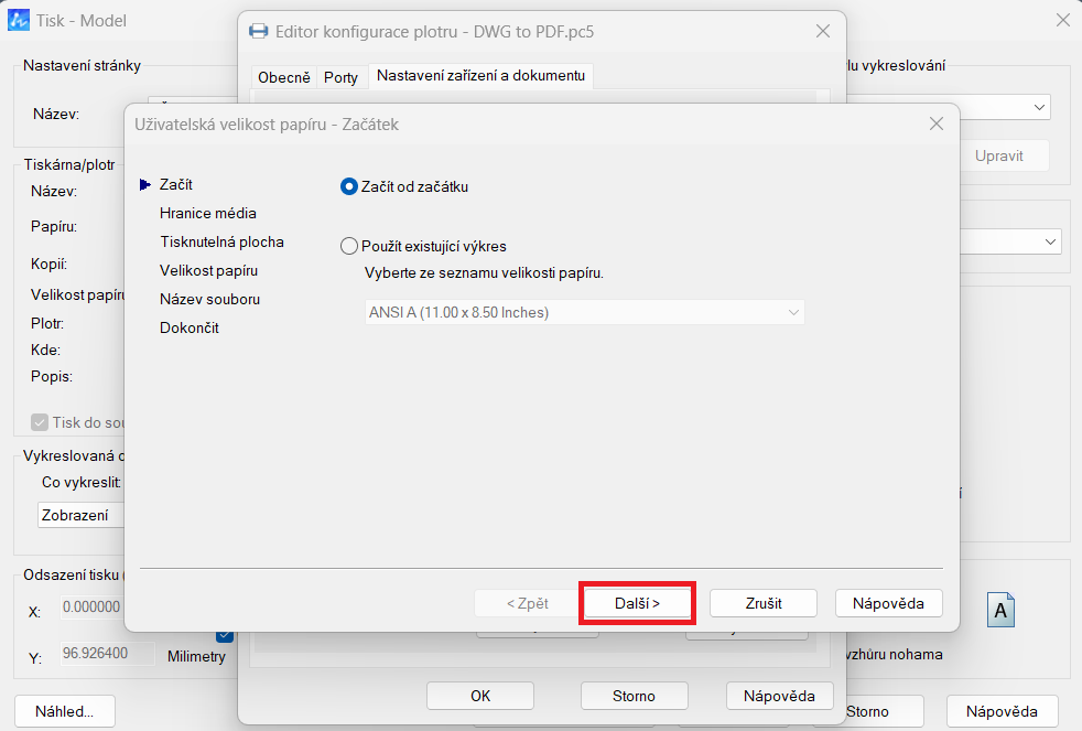 Tisk vlastního formátu - krok 3