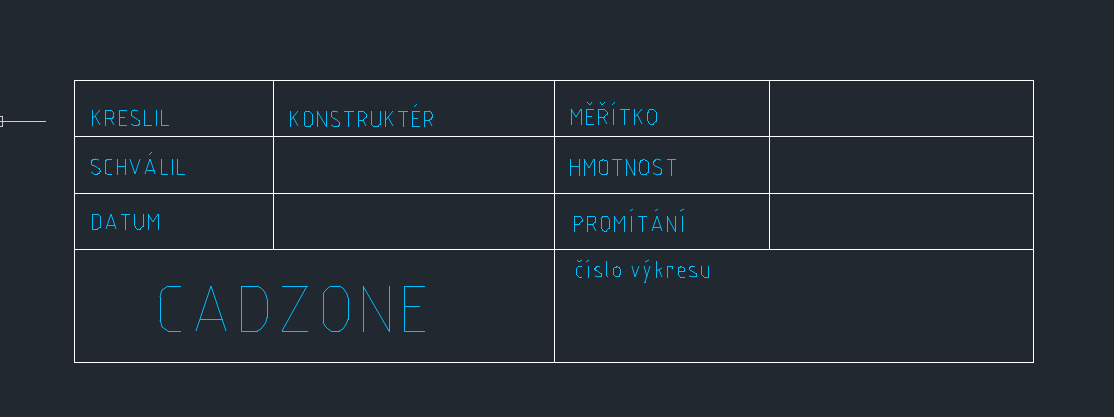 Postup tvorby vlastního razítka v ZWCAD MFG - atribut do bodu 
