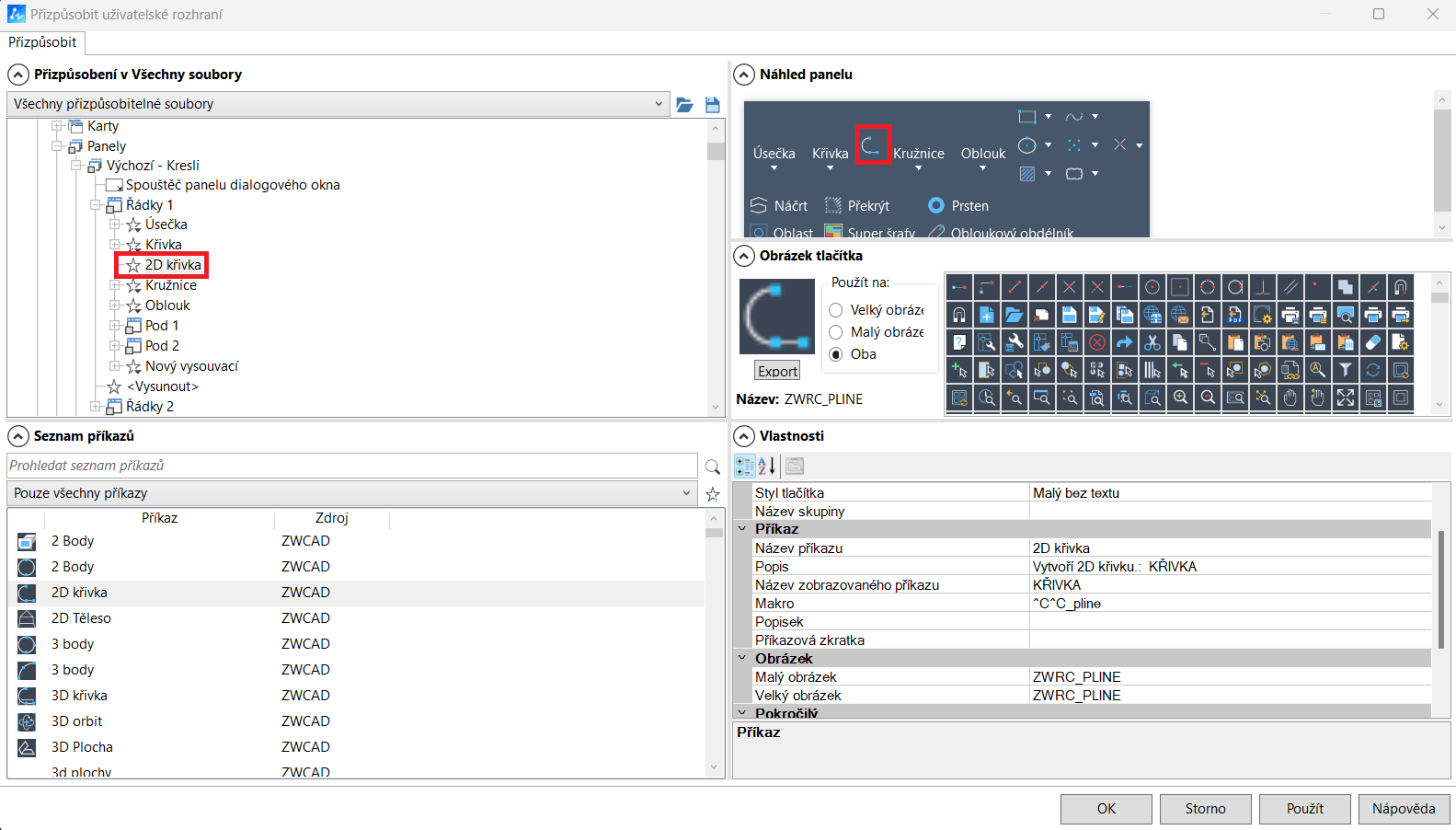 Nastavení Ribbon menu ZWCAD - 4