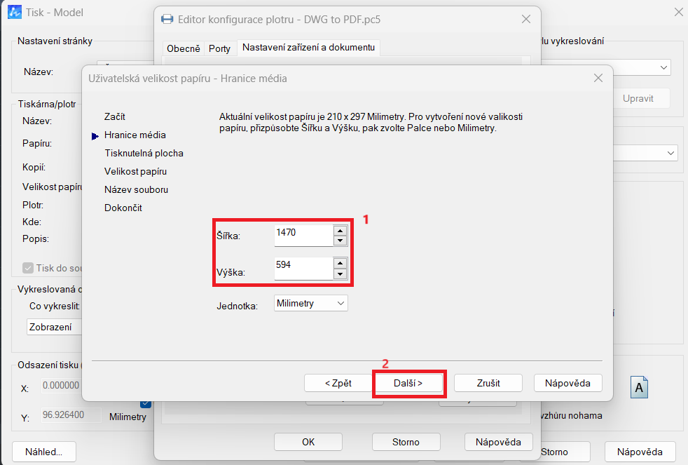 Tisk vlastního formátu - krok 4
