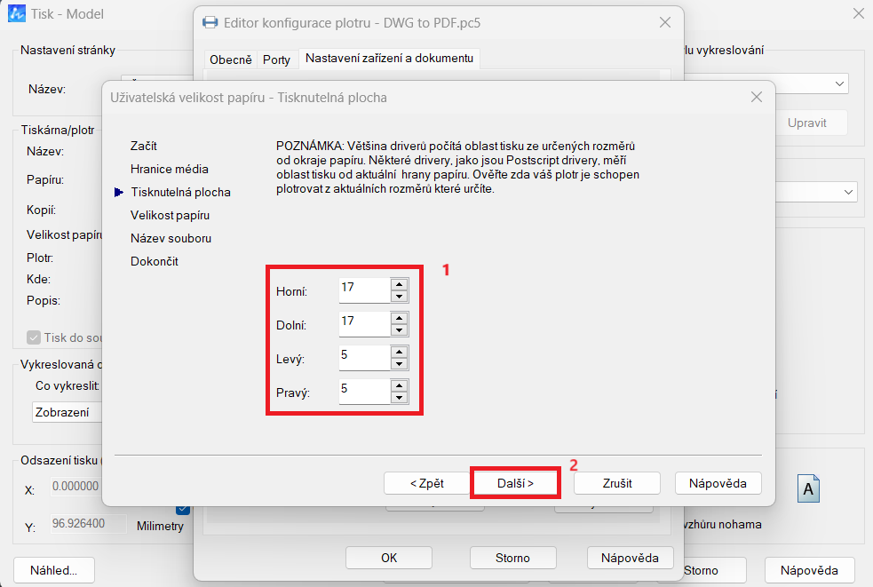 Tisk vlastního formátu - krok 5