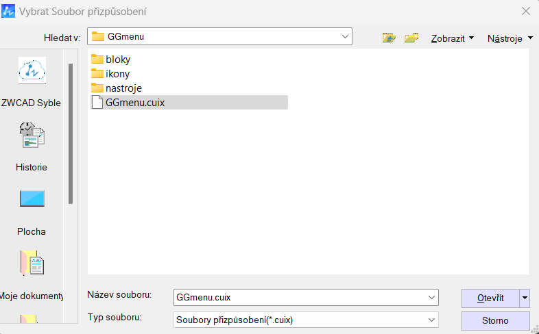 Instalace GGMenu do ZWCAD - krok 5