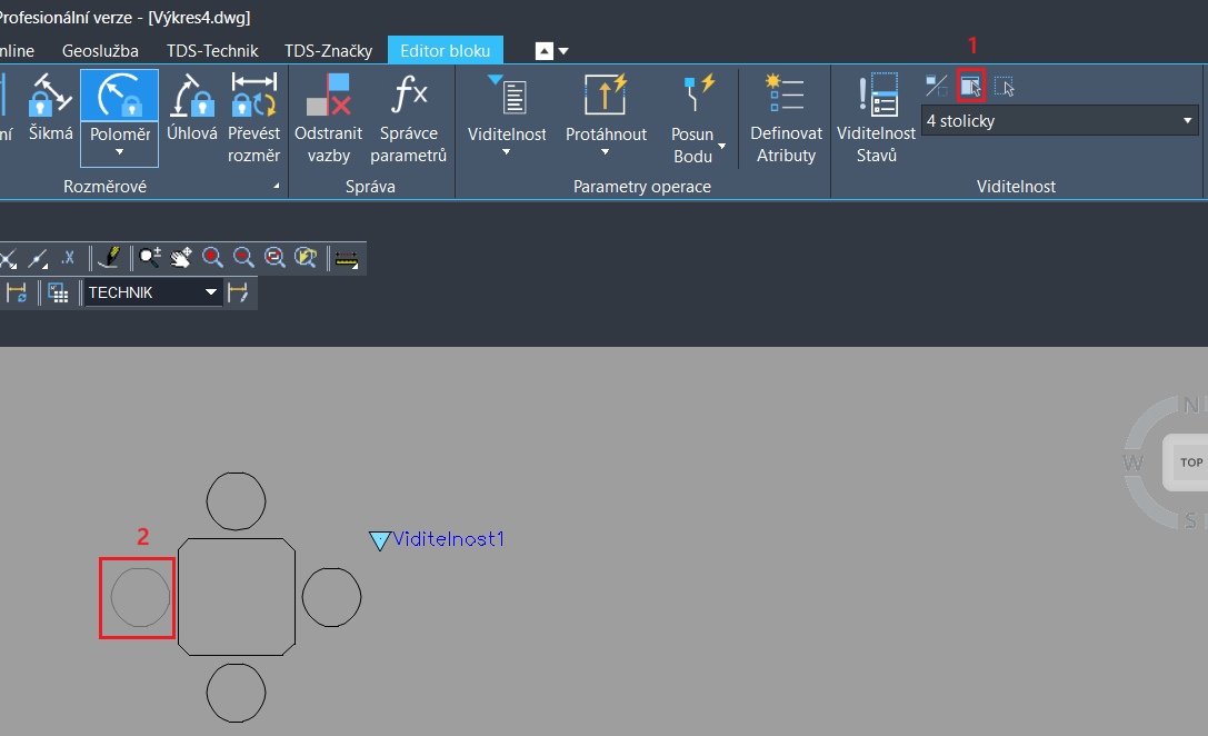 Dynamické bloky - viditelnost, krok 8