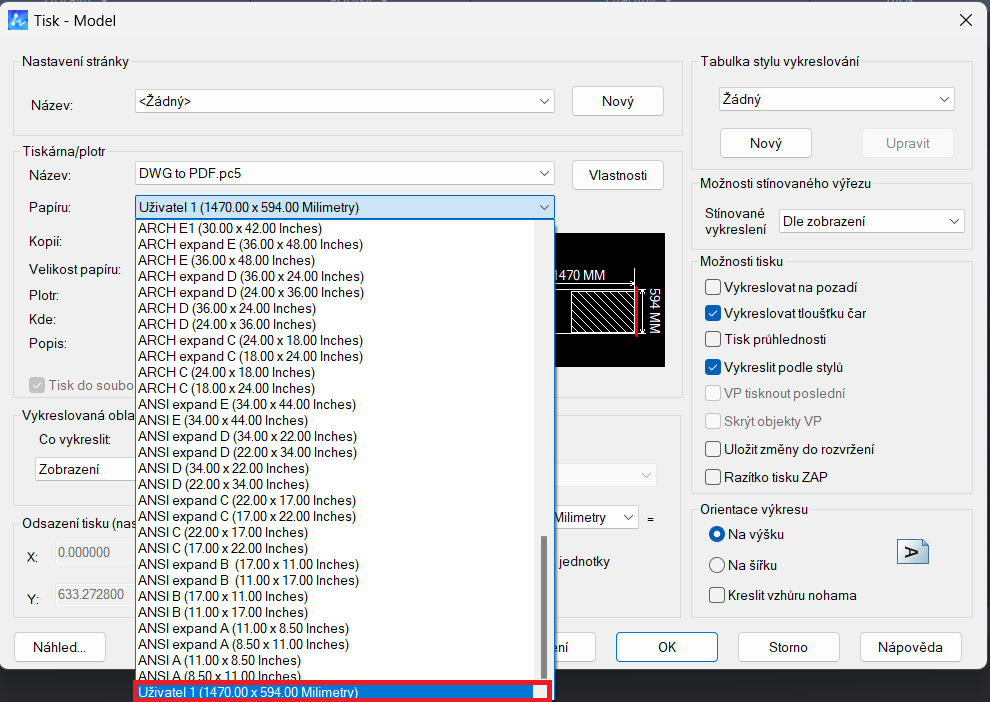 Tisk vlastního formátu - krok 5