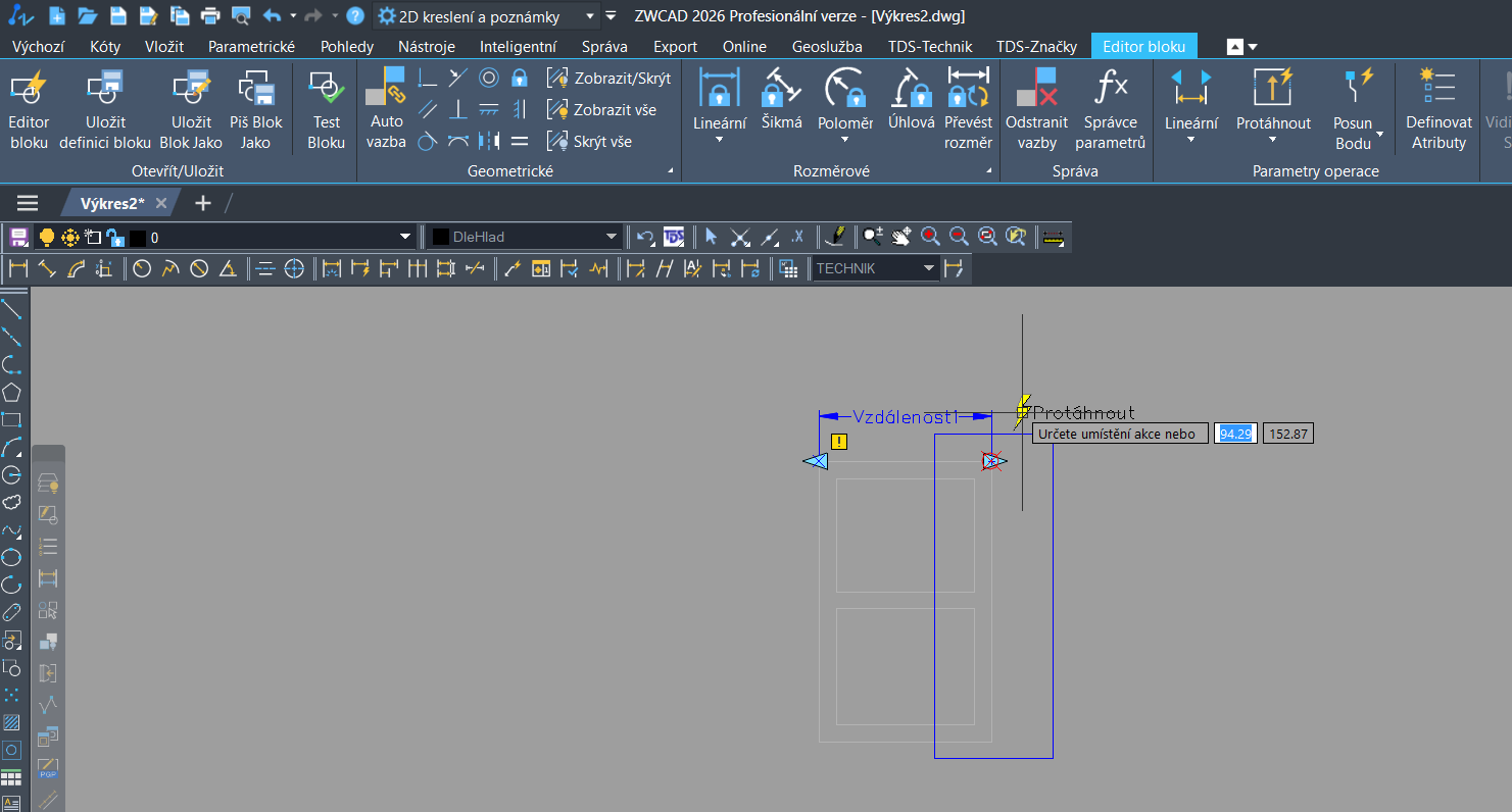 Dynamické bloky - protažení, krok 9