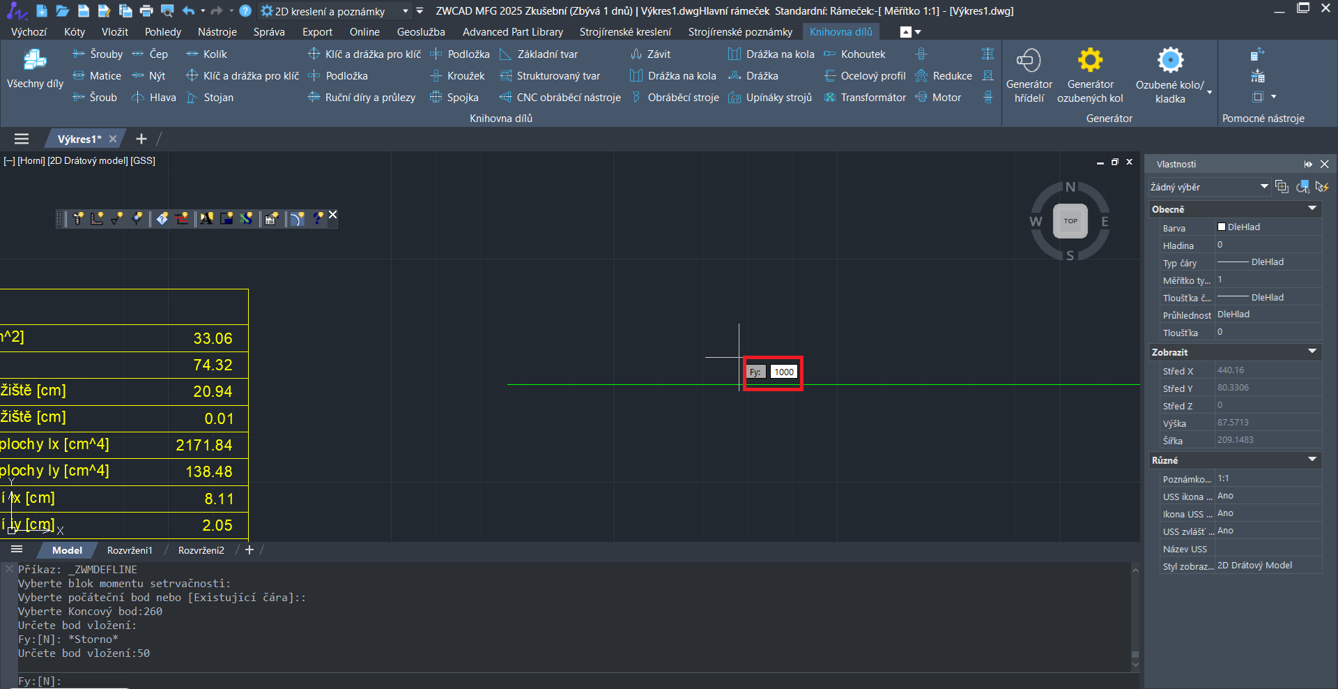 Statická analýza v ZWCAD MFG - krok 11