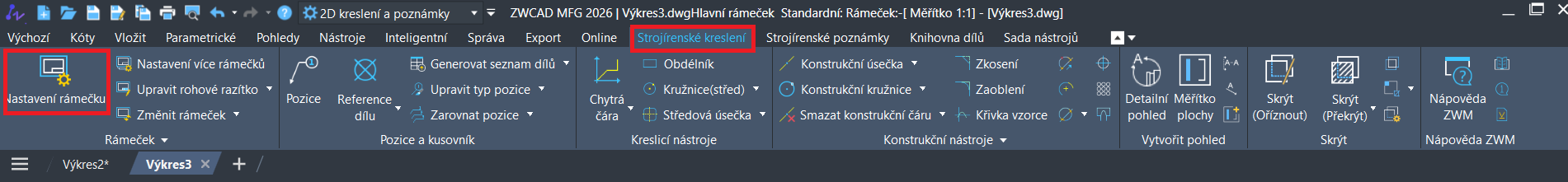 Postup tvorby vlastního razítka v ZWCAD MFG - Nastavení rámečku 