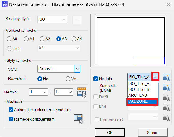 Postup tvorby vlastního razítka v ZWCAD MFG - vlastní atributy 