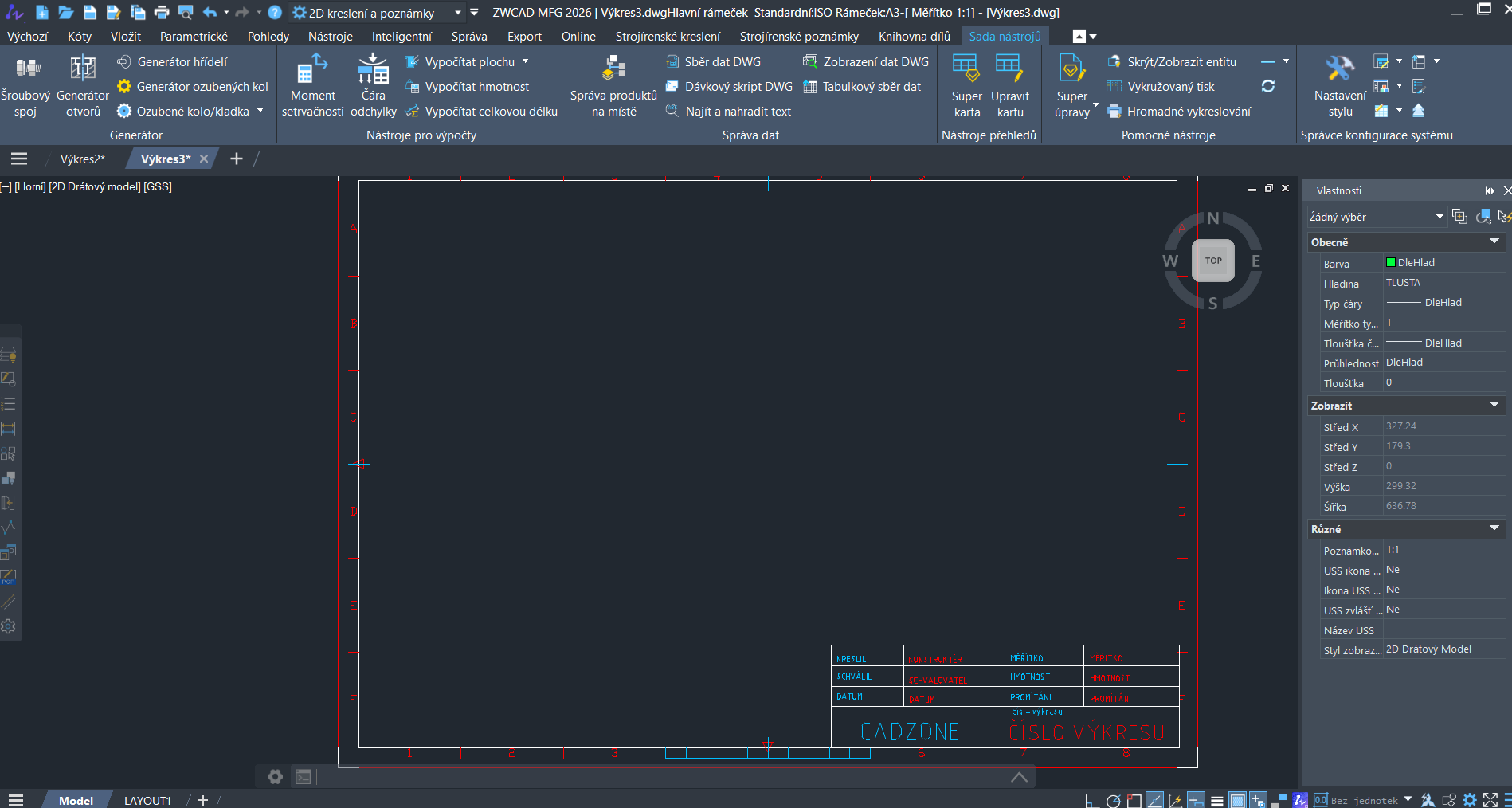 Postup tvorby vlastního razítka v ZWCAD MFG - vložený vlastní rámeček 