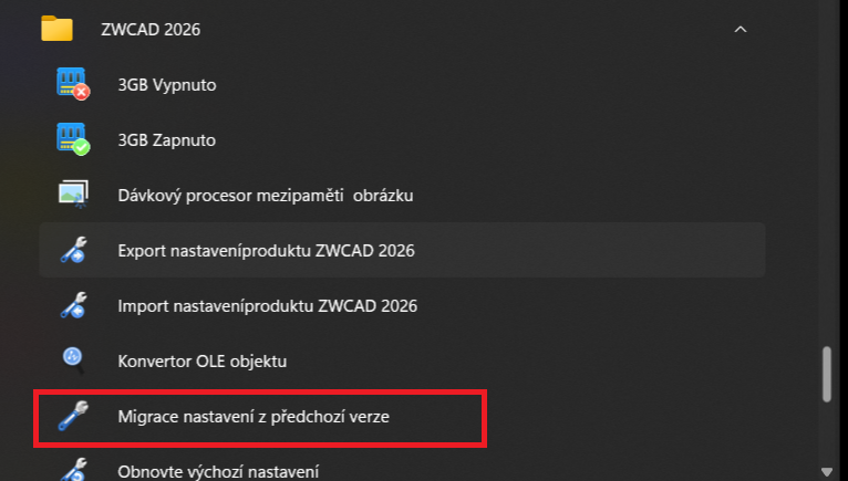 ZWCAD přenos vlastních nastavení