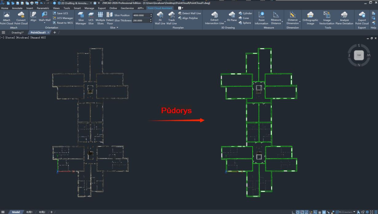 Vykreslení půdorysu